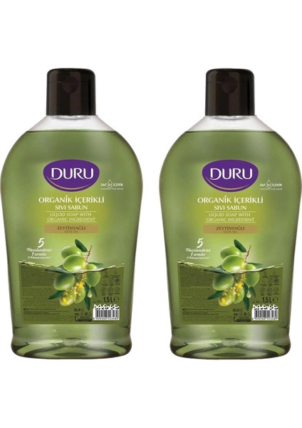 Duru Organik Içerikli Zeytinyağlı Sıvı Sabun, 1500 Ml, 2&apos;li Paket