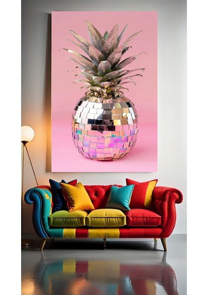 Diskocu Ananas 1 Ev Duvar Salon Güzellik Salonu Ofis Dükkan Dekarasyon Kanvas Tablo