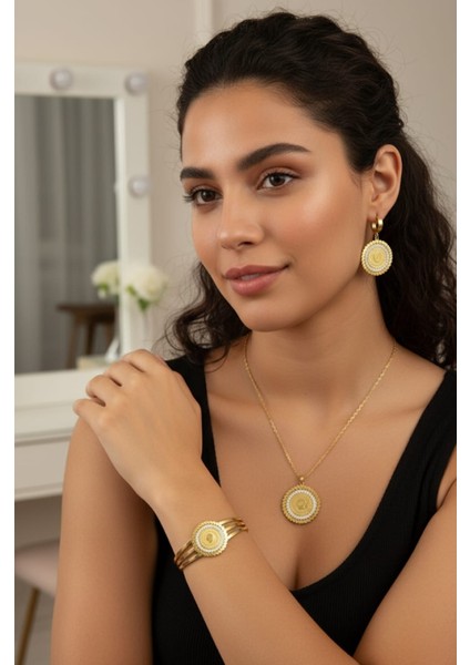 60 cm singapur zincirli orta kısmı sabit Çelik Takı Seti| Sns50182 Hediye Anneye fiyatları