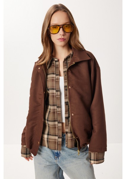 Oversize Suni Süet Bomber Ceket LAN0081 Kahverengi fiyatları