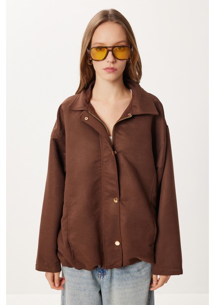 Oversize Suni Süet Bomber Ceket LAN0081 Kahverengi indirimleri