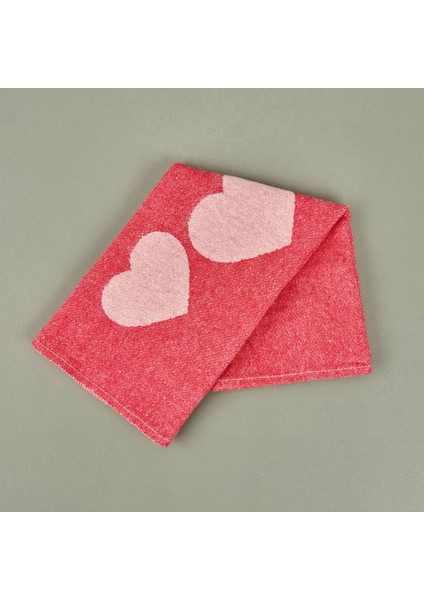 Soft Kalp Desenli Kurulama Bezi - Kırmızı - 34X60 cm