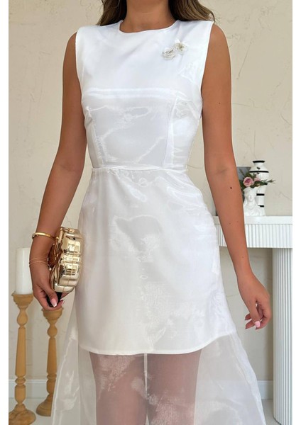 Organze Detaylı Zarif Elbise