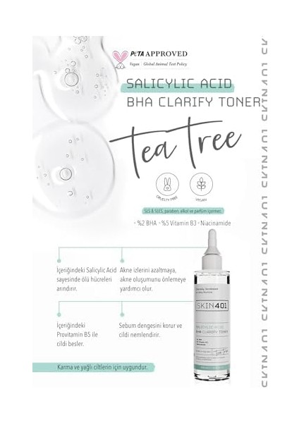 SKIN401%2 Salisilik Asit Bha Tonik 200ML