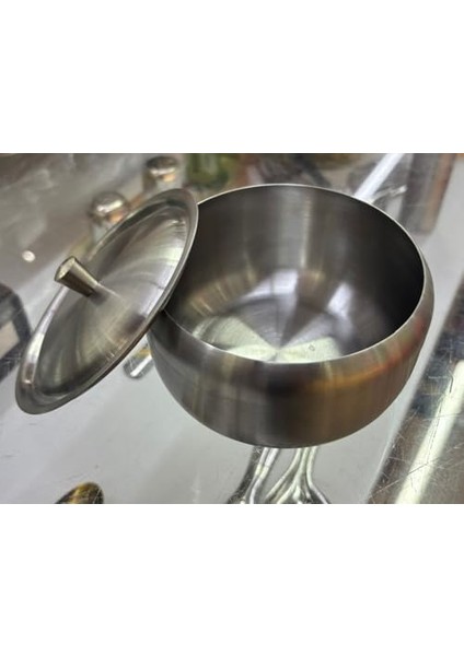 Çelik Şekerlik, Kapaklı, 10 cm x 7 Cm, Gümüş Rengi Hurma Kasesi, Küp Şekerlik fiyatları