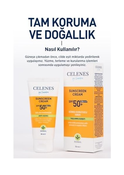 Celenes Herbal Yaşlanma Karşıtı Güneş Kremi, 50+ Spf, 50ML modelleri