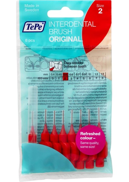 Tepe Tepe Interdental Fırçalar Kırmızı Orijinal (0,5 Mm) / Interdental Boşlukların Basit ve Etkili Temizliği / 1 x 8 Fırça