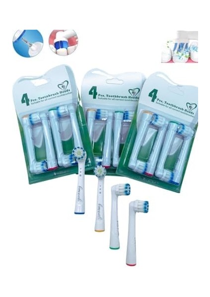 Hannah 3 Paket Yedek Fırça Başlıkları, Oral B Braun Için 12 Adet Elektrikli Diş Fırçası Başlığı, EB17-P Yumuşak Fırça Başlıkları Oral B Pro 1000/3000/5000, Vitality Smart Genius Serisi fiyatları