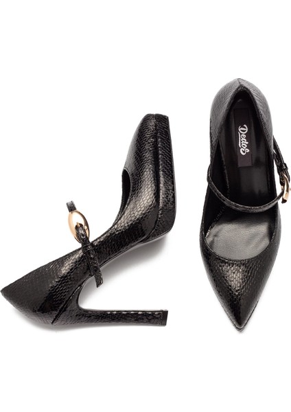 Kadın Yüksek Topuklu Yılan Desenli Tokalı Platform 6000 fırsatları