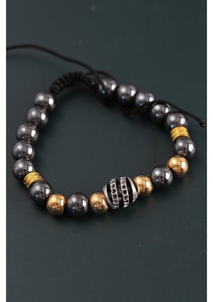 Doğal Taş Sarmal Model Gold Ve Füme Renk Asansörlü Erkek Bileklik fiyatları