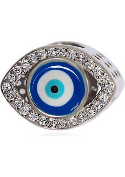 Kadın Nazar Boncuğu Detay Göz Model Gümüş Charm