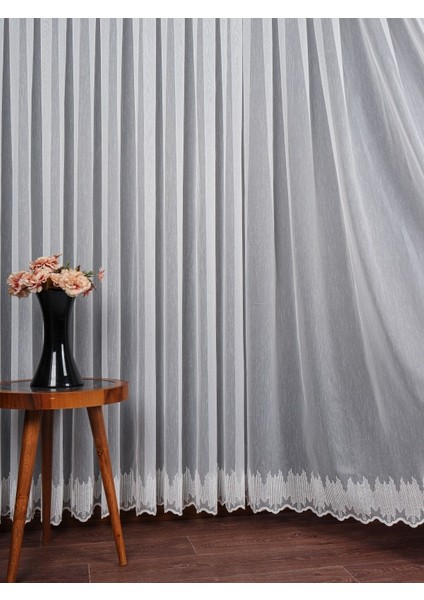 Etek Nakış Işlemeli Tül Perde (1/3 Sık Pile)