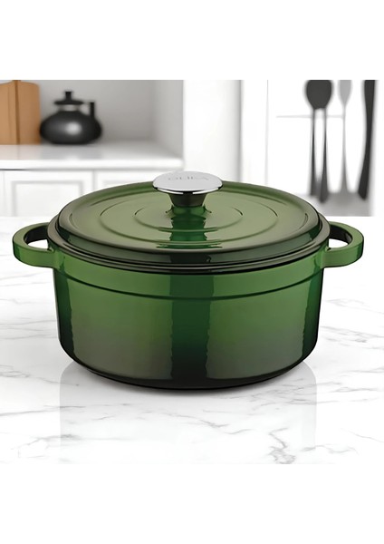Iron 24 cm Demir Döküm Derin Tencere Yeşil