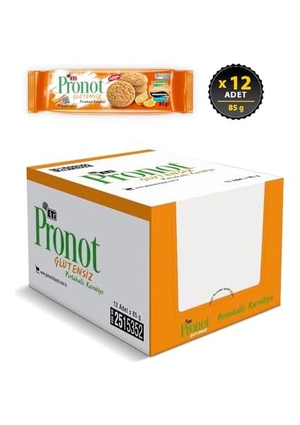 Eti Pronot Glutensiz Portakallı Kurabiye 85 G x 12 Adet fiyatları