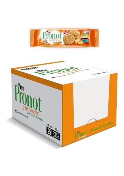 Eti Pronot Glutensiz Portakallı Kurabiye 85 G x 12 Adet modelleri