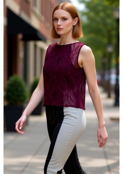 Kadın Özel Tasarım Kayık Yaka Dantel Örme Bluz Kaliteli Şık Rahat Modern Zarif Günlük