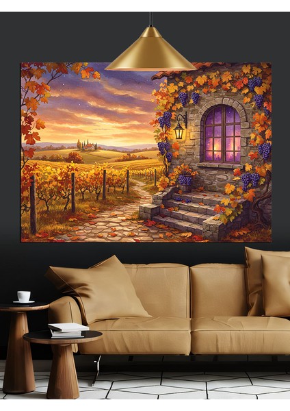 Sonbahar Işığı ve Köy Evi Dekoratif Kanvas - Mdf Ahşap Tablo modelleri