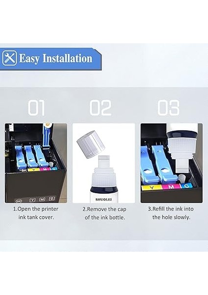 103 Mürekkep Şişesi Epson Şişe 103 Mürekkep C13T00S64A ile Uyumlu L1200 Serisi L1210 L1250 L3100 Serisi L3110 L3111 L3116 L3150 L3151 (4 Paket, Siyah Camgöbeği Sarı Kırmızı) fırsatları