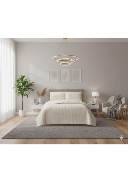 Kapitoneli Yatak Örtüsü Çift Kişilik Venedik Krem