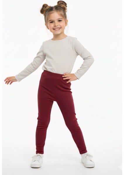 Kız Çocuk Pamuklu Likralı Şardonlu Tayt