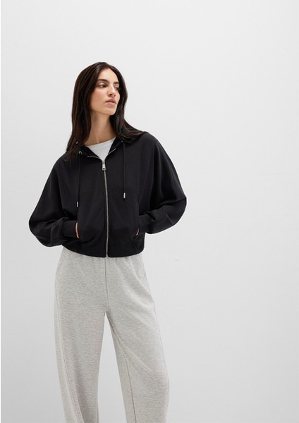 Fermuarlı Siyah Sweatshirt 1S10440-900