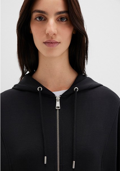 Fermuarlı Siyah Sweatshirt 1S10440-900