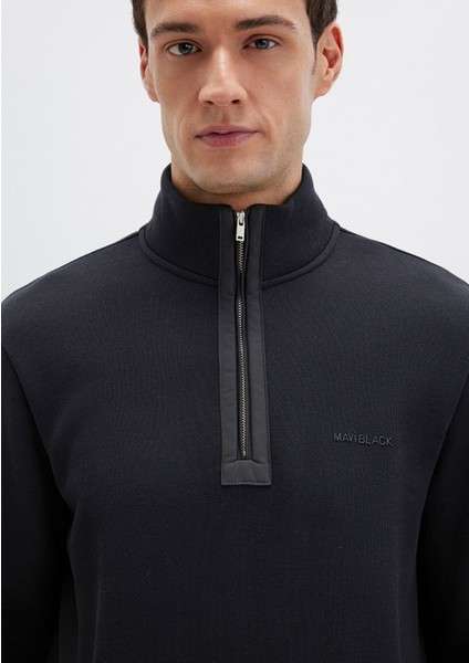 Yarı Fermuarlı Siyah Sweatshirt 0S10477-900