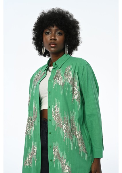 Kadın Payetli Oversıze Kesim Gömlek fiyatları