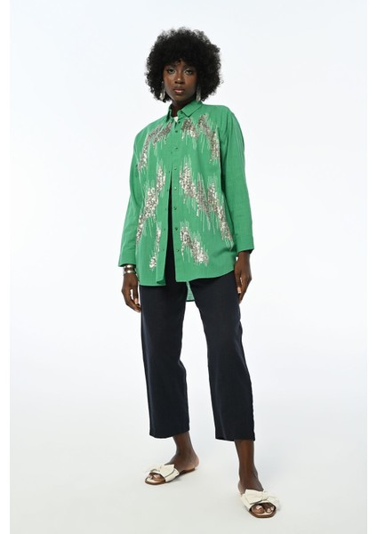 Kadın Payetli Oversıze Kesim Gömlek fırsatları