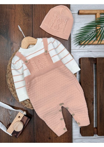 Pamuklu Triko Şapkalı Tulum 2li Erkek Bebek Takım