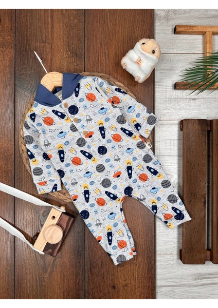 Pamuklu Uzay Desenli Ikili Erkek Bebek Takım
