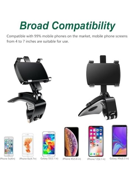 Araç Gösterge Paneli Telefon Tutucu – 360° Döner Klipsli Cep Telefonu Tutucu, Evrensel Gösterge Paneli Montajı, 4-7 Inç Akıllı Telefonlar Için Uyumlu, Sabit ve Kaymaz Tasarım fiyatları
