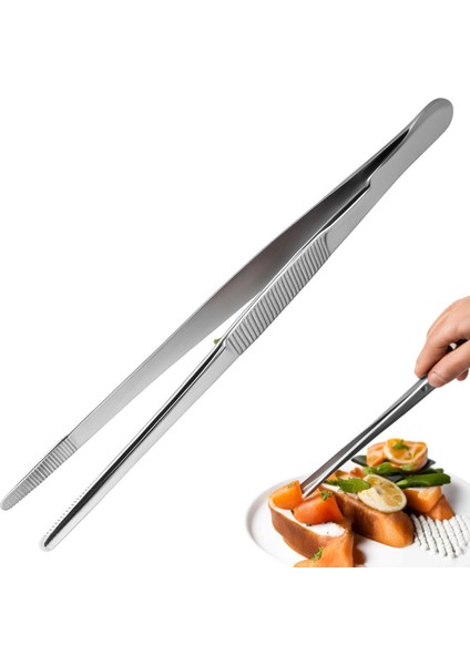 Paslanmaz Çelik Profesyonel Şef Cımbızı 30 cm Ergonomik Tasarım Dayanıklı Mutfak Maşası Et Pişirme Barbekü ve Pasta Süsleme Için Ideal