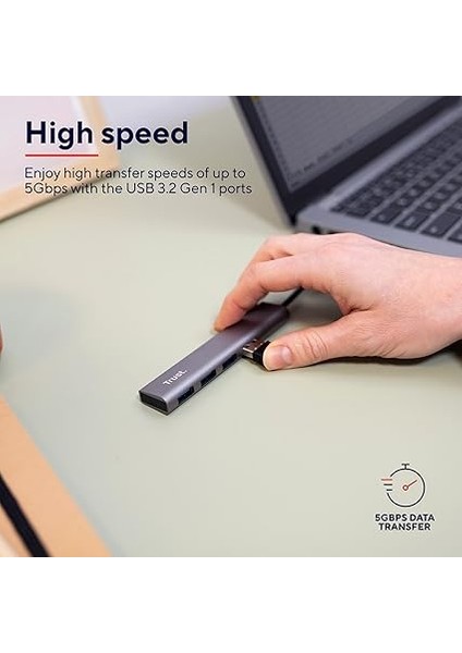 Halyx 4 Port USB Hub 3.2 - Tak Çalıştır, Küçük, Şık ve Güçlü, Kablo Uzunluğu: 10 Cm, Toplam Ağırlık :38 gr fırsatları