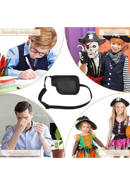 Aputue 3D Göz Bandı, 8 Adet Rahat Korsan Göz Maskesi, Ayarlanabilir Ameliyat Sonrası Veya Korsan Kostümü Için Tek Göz Bandı, Yetişkinler ve Çocuklar Için Göz Bandı (Sol Göz)