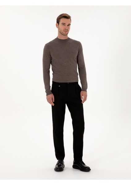 Erkek Siyah Carrot Fit Flanel Kanvas Pantolon 50308722-VR046