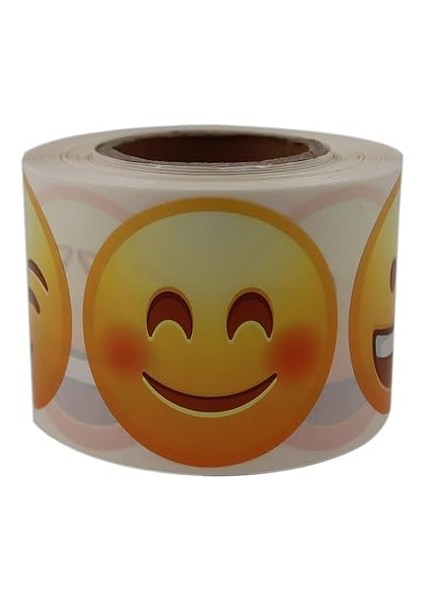 Etiketler , Hazır Al Hızlı Al Emoji Etiketi 9 Farklı Emoji Surat 50MM Çap Ruloda 500 Adet Kendinden Yapışkanlı Rulo Etiket, Pp Opak, Gülen Surat Stickerları modelleri