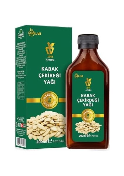 Arifoğlu Arlab Kabak Çekirdeği Yağı 200ML%100 Saf , Doğal ve Saf Içeriğiyle Içilebilir. Arlab 100% Pure Pumpkin Seed Oil 200ML