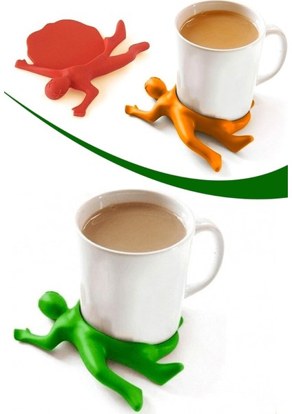 Ezilmiş Adam Tasarımlı Altlığı, Çok Renkli, Dekoratif Silikon Altı