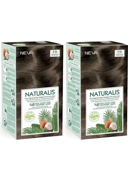 Saç Boyası 7.11 Yoğun Küllü Kumral %100 Vegan 2'li Set