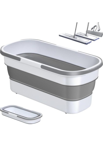 Tekerlekli Büyük Katlanabilir Çamaşır Sepeti Paspas Kovası | Katlanır Kova 25 x 57 cm