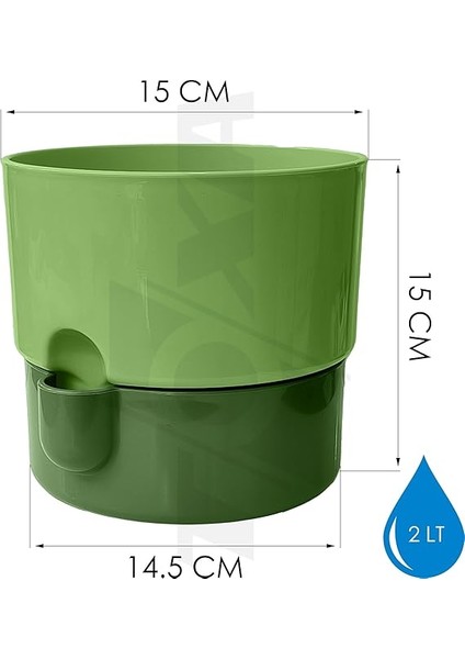 Dora Saksı Tabaklı Çiçek Kaktüs Saksısı Parlak Plastik Saksı (Yeşil, 2 Litre) fiyatları