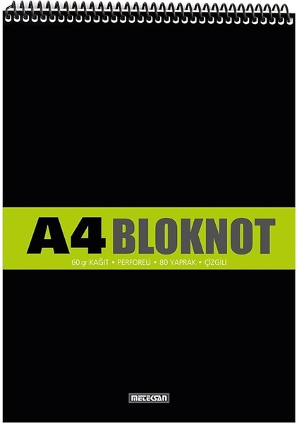 A4 Pet Spiralli Bloknot 80 Yaprak 2'li Paket, Çizgili