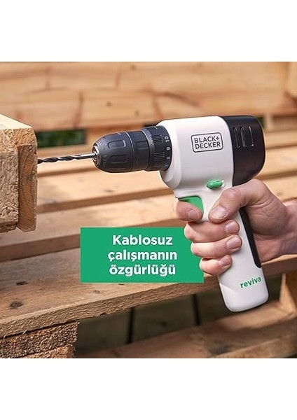 + Decker Reviva 12V Şarjlı Matkap (1,5AH) modelleri