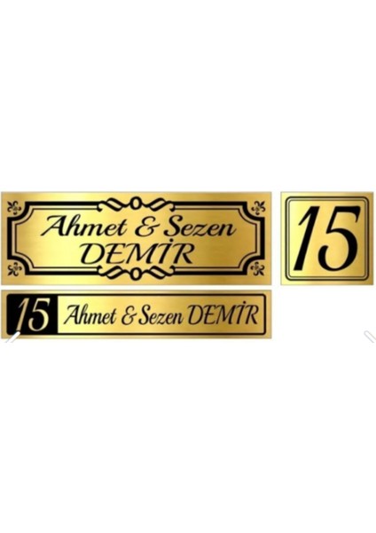 3'lü Set Kapı Isimliği, Kapı Numarası, Posta Kutusu Isimliği GOLD001