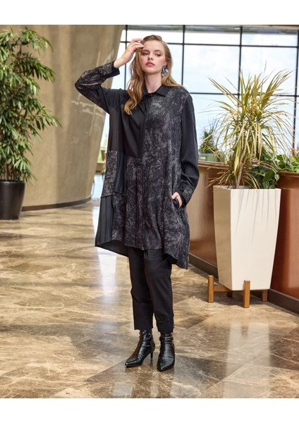 Patchwork Cupro Tunik : 38303 Siyah modelleri