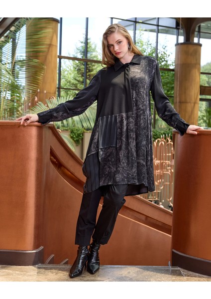 Patchwork Cupro Tunik : 38303 Siyah fırsatları