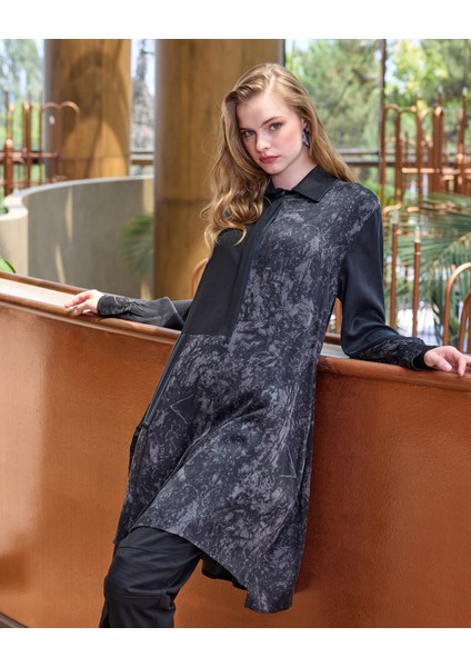 Patchwork Cupro Tunik : 38303 Siyah indirimleri