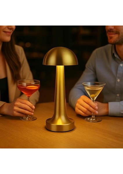 Gold Şarjlı Dokunmatik Masa Lambası - LED Işıklı, 3 Renk Seçeneği, Taşınabilir ve USB Şarjlı, Şık ve Kompakt Tasarım, Yatak Odası, Çalışma Masası, Kafe ve Restoran Kullanımı Için modelleri