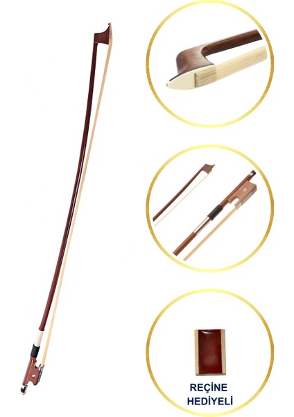 KY-04P Keman Yayı 4/4 ve 3/4 Uyumlu At Kıllı, Ayarlanabilir Gergili, Profesyonel Model (Reçine Hediyeli)